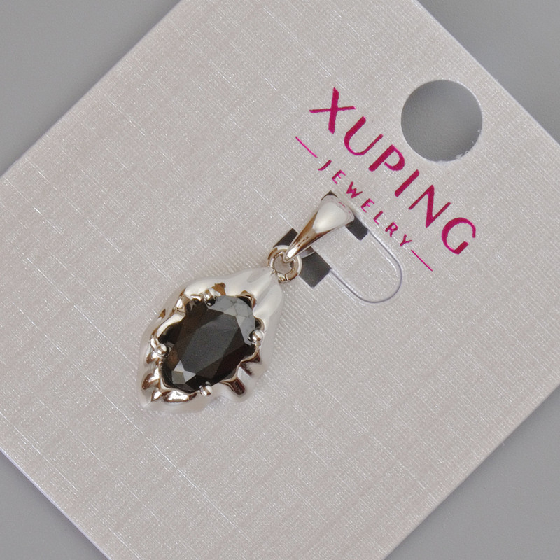Pandantiv Xuping cu cristal negru, diametrul 24x11 mm ± rodiu