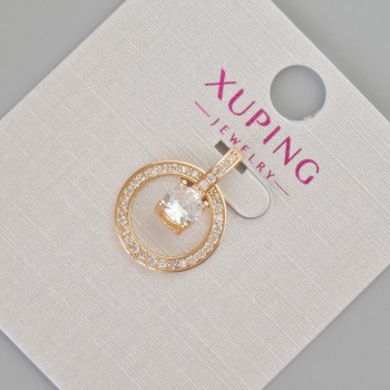 Pandantiv Xuping cu strasuri albe și cristal, diametrul 19×14 mm ± placare cu aur 18K