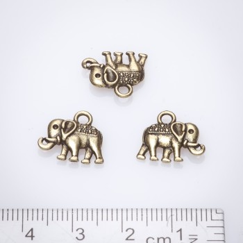 Pandantiv Elefant 14 mm, bronz, pachet 20 g +/- 22 bucăți
