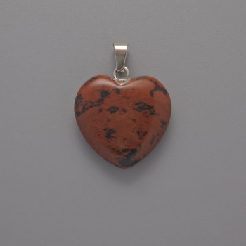 Pandantiv Inimă din obsidian, diametru 20×20×6 mm+-, lungime 28 mm+-