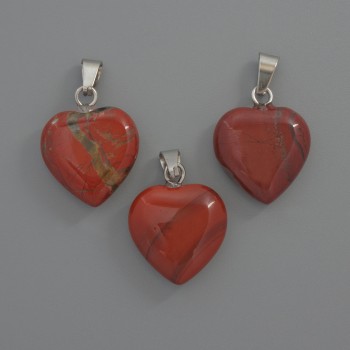 Pandantiv Inimă din jasper roșu, diametrul 15×15×6 mm ±, lungimea 23 mm ±