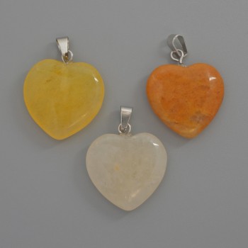 Pandantiv inimă din agat galben, diametrul 20x20x6 mm, lungimea 28 mm