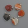 Pandantiv Inimă din agat maro, diametru 15x15x6 mm, lungime 23 mm ±