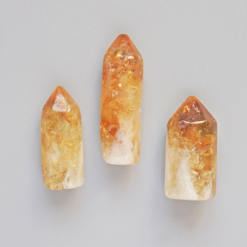 Creion suvenir din citrin natural, diametrul de la 22×10 mm până la 19×9 mm (preț per bucată)