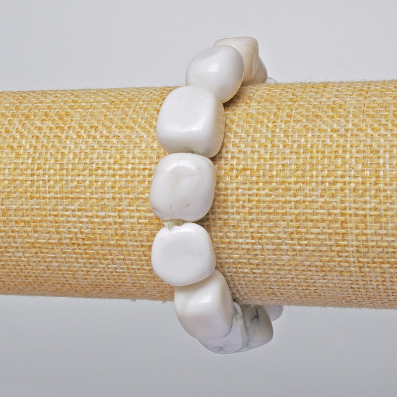 Brățară din kaholong natural, piatră tăiată cu fațete, diametrul 12x14 mm, lungime 18 cm (pe elastic)