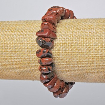 Brățară din obsidian natural, piatră fațetată, diametrul 15x7 mm, lungime 18 cm, extensibilă