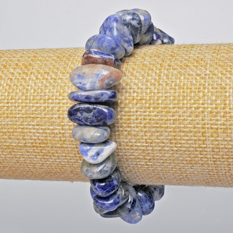 Brățară din sodalit, piatră naturală, mărgele fațetate, diametru 13x6 mm, lungime 18 cm (elastică)
