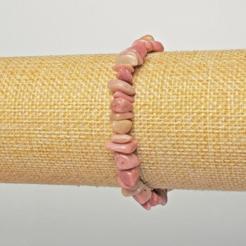 Brățară din rodonit natural, fragmente de piatră naturală, diametrul 6x4 mm, lungime 18 cm, bază elastică (stretch)