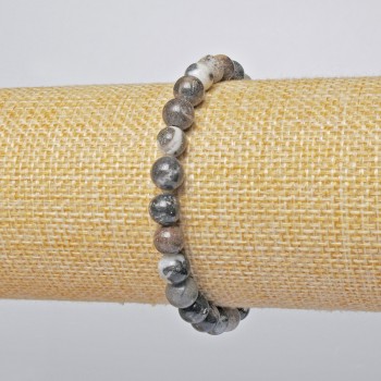 Brățară din jasp natural, bile netede, diametru 6,5 mm, lungime 18 cm (extensibil)