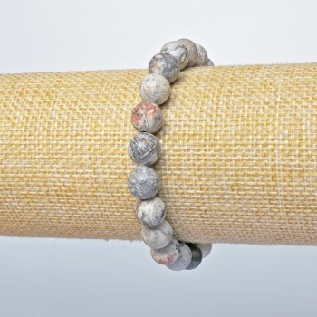 Brățară din jasper oceanic gri (presat) – mărgele lucioase, diametrul de 8,5 mm, lungime 18 cm, elastică