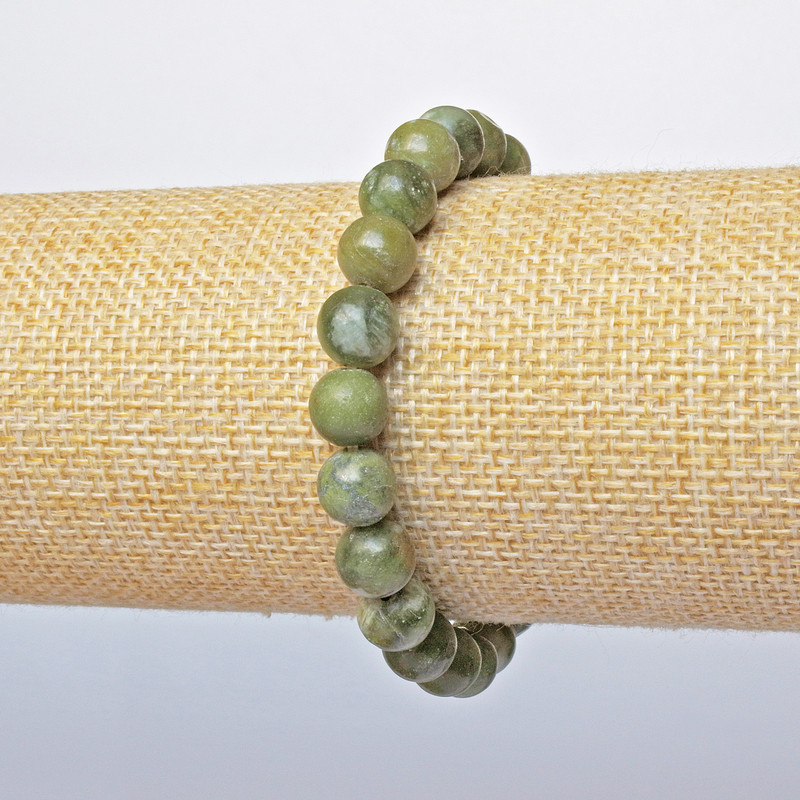 Brățară din jadit (presat) mărgele netede, diametrul 8,5 mm, lungime 18 cm (elastică)