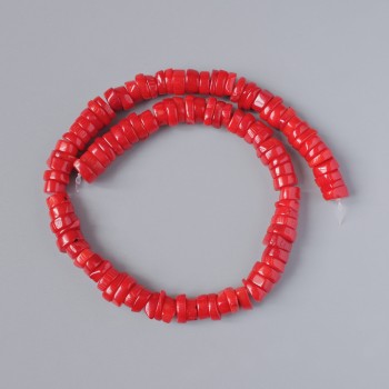 Mărgele de coral natural, tăiate, diametru 11×4 mm, lungime 40 cm, pe fir