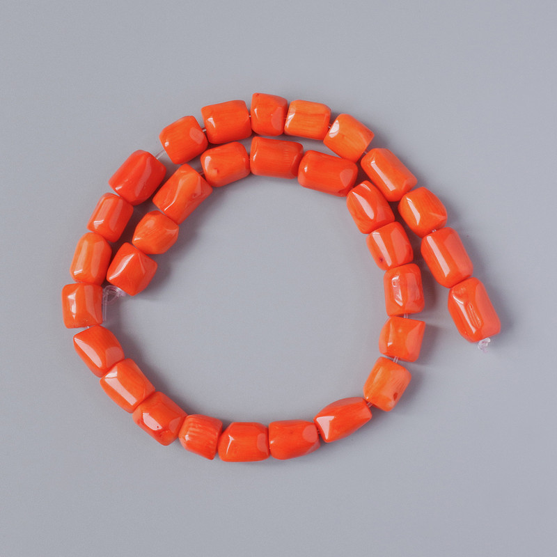 Mărgele din coral portocaliu natural, fațetate, diametrul aproximativ 12×9 mm, lungime 40 cm, pe fir