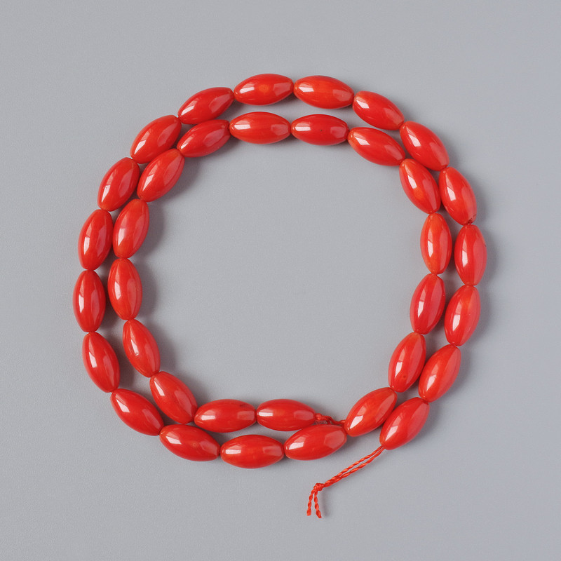 Mărgele din coral natural, granule, diametrul 11x6 mm, lungime 39 cm, pe șnur