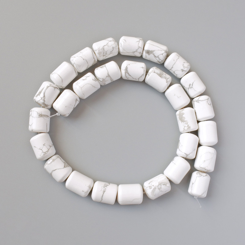 Mărgele din howlit, piatră naturală, cilindru, diametrul 10x14 mm, lungime de aproximativ 38 cm, pe fir