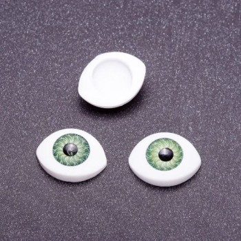 Furnitură „Ochi vii” pereche, culoare pupila verde, diametru 10 mm, 19×14 mm, set 20 perechi