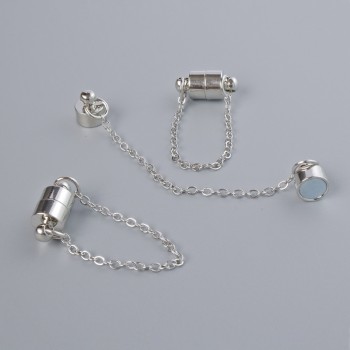 Încuietoare magnetică, diametrul 13×6 mm, culoare argintie a metalului, cu lanț, lungime 5 cm