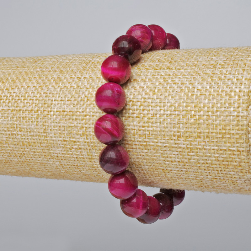 Brățară «Ochi de Pisică Roșu Rubiniu» din piatră naturală, mărgele netede, diametrul aproximativ 10,5 mm, lungime 18 cm (elastic)
