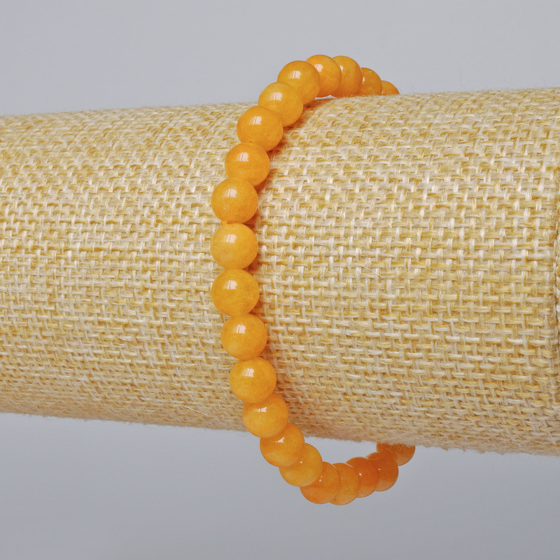 Brățară citrină cu bile netede, diametrul 6,5 mm, lungimea 18 cm (elastică)