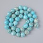 Mărgele jasper albastru sintetic, sferice netede, diametrul 10,5 mm, lungime 39 cm, pe șnur
