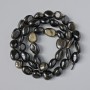 Mărgele din obsidian solar – piatră naturală, fațetate, diametrul 8x10 mm, lungime 41 cm +/- pe șnur