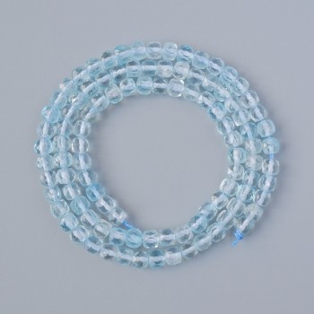 Mărgele de topaz, piatră naturală, tăiate cuburi, diametrul 4 mm, lungime 40 cm, pe fir