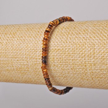 Brățară cu ochi de tigru din piatră naturală, rondel neted, diametrul 4×2 mm, lungime 18 cm, elastică