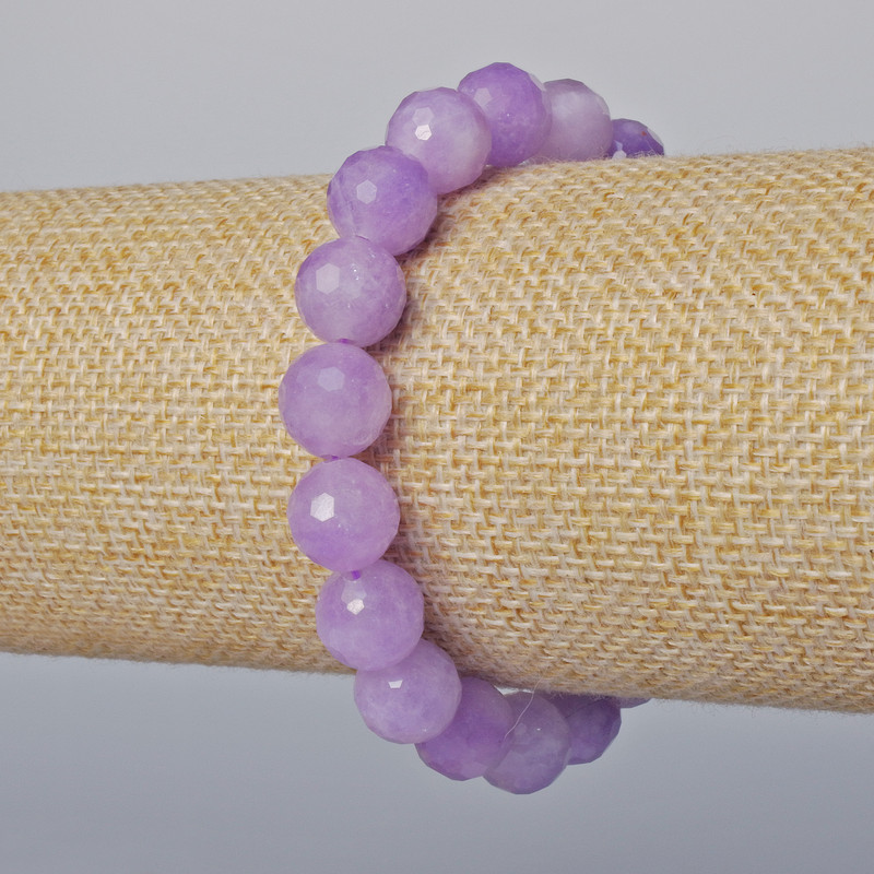 Brățară din ametist lavandă, piatră naturală, mărgele tăiate, diametrul de 10 mm, lungime 18 cm (elastic)