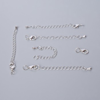 Încuietoare carabină, diametru 10x5 mm, cu lanț de prelungire, lungime 5,5 cm, culoare argintie a metalului, 1 bucată