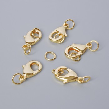 Furnitură închizătoare carabină, diametru 15×8 mm, culoare aurie a metalului, 1 bucată