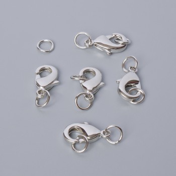 Închizătoare carabină, diametru 15×8 mm, culoare argintie a metalului, 1 bucată