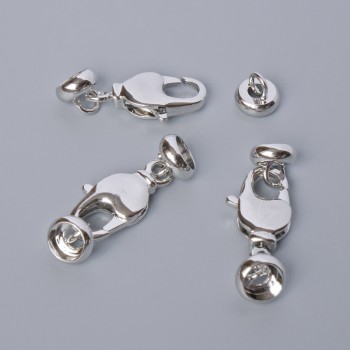 Furnitură Închizătoare carabină, dimensiuni 13,5×7 mm, lungime 2,5 cm, culoare argintie a metalului, 1 bucată