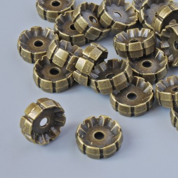 Mărgea-inserție din bronz, diametrul 10×3,5 mm, diametrul găurii 2 mm, ambalaj 22 buc +/- culoare bronz a metalului