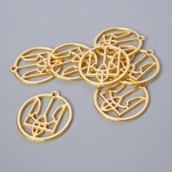 Pandantiv – accesorii «Stema», dimensiuni 26,5×25 mm, diametrul găurii 1,9 mm, set 7 bucăți ±, culoare metalică aurie