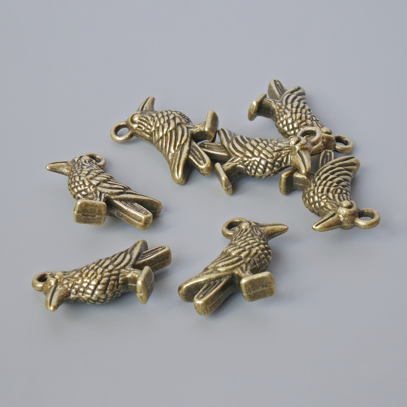 Pandantiv «Pasăre», diametrul 18×13 mm, diametrul găurii 1,9 mm, set de 7 bucăți ±, culoare bronz a metalului