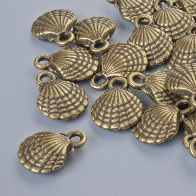 Accesorii pentru bijuterii pandantiv «Scoică», diametrul 13×10 mm, diametrul găurii 1,8 mm, ambalaj 20 buc. ±, culoare bronz metalic