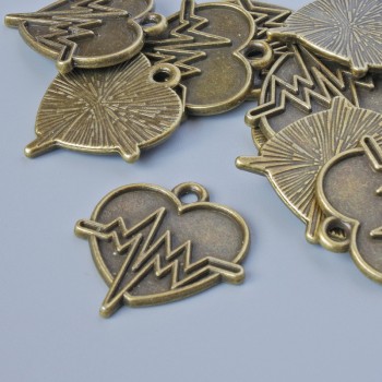 Furnitură pandantiv 'Inimă', diametrul 22x20, 5 mm, diametrul găurii 1,9 mm, fason. 10 buc. ±, culoare bronz a metalului