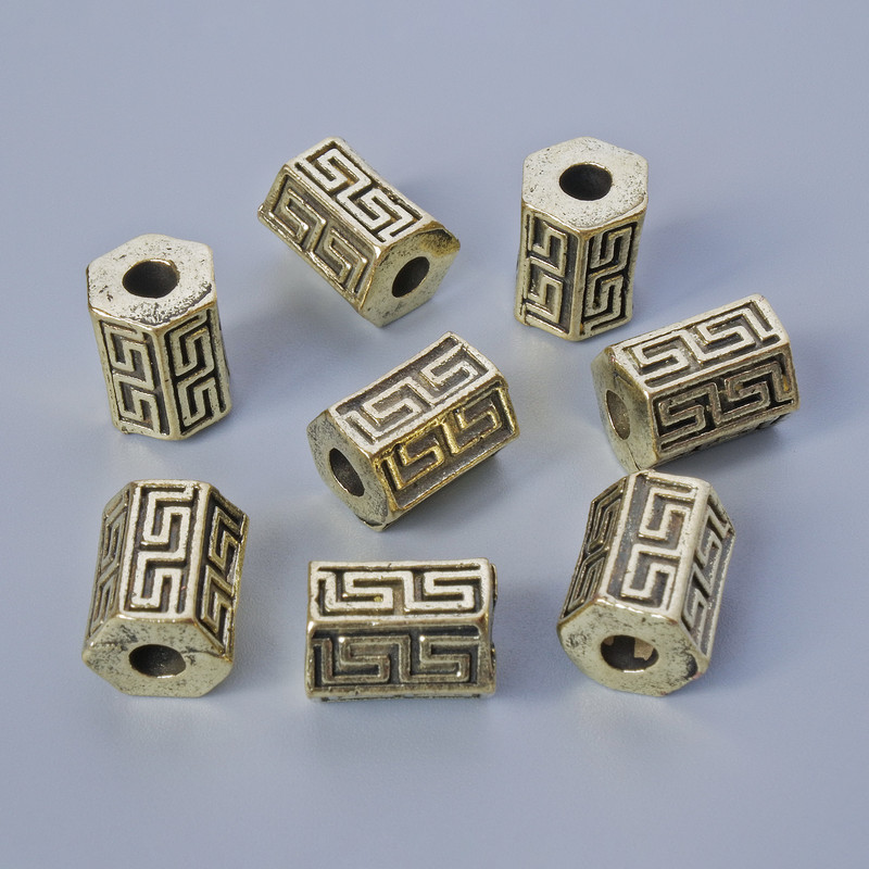 Accesorii pentru bijuterii – mărgele-inserații, diametru 10×7 mm, diametrul găurii 2,9 mm, set 7 buc., ±20 g, culoare metalului: auriu deschis