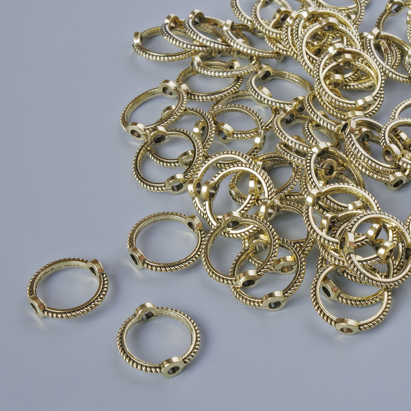Inserții pentru mărgele, diametru 11x1,2 mm, diametrul găurii 1,6 mm, diametrul 8,4 mm, lot 80 bucăți ± 20 g ± culoare deschis auriu metalului