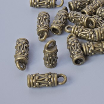 Capăt de furnitură bronzat, diametru 13x5 mm, gaură de 2 mm și 2,7 mm, ambalaj 20 bucăți ± culoare bronzului metalului