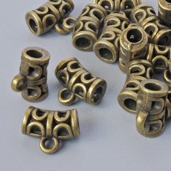 Suport pentru bail, diametru 12×6 mm, diametrul orificiului 1,7 mm, 3 mm, lungime 9,5 mm, finisaj bronz, ambalaj 18 buc