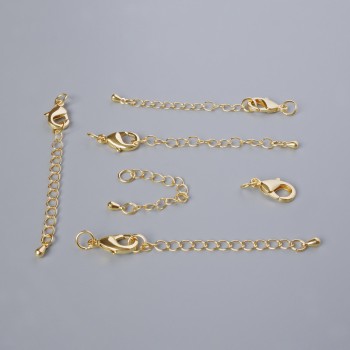 Închizătoare carabină, diametru 15×8 mm, cu lanț prelungitor, lungime 5,5 cm, culoare aurie a metalului, 1 bucată