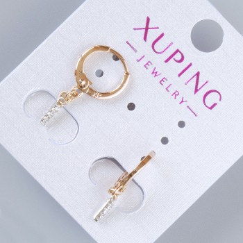 Cercei Xuping cu cristale albe, diametrul 7x2 mm ±, lungimea 23 mm ±, placare cu aur 18K