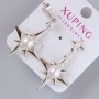 Cercei stud «Stea» Xuping cu cristal alb și mărgea, diametrul aproximativ 30×24,5 mm, lungimea 39 mm, rodiu
