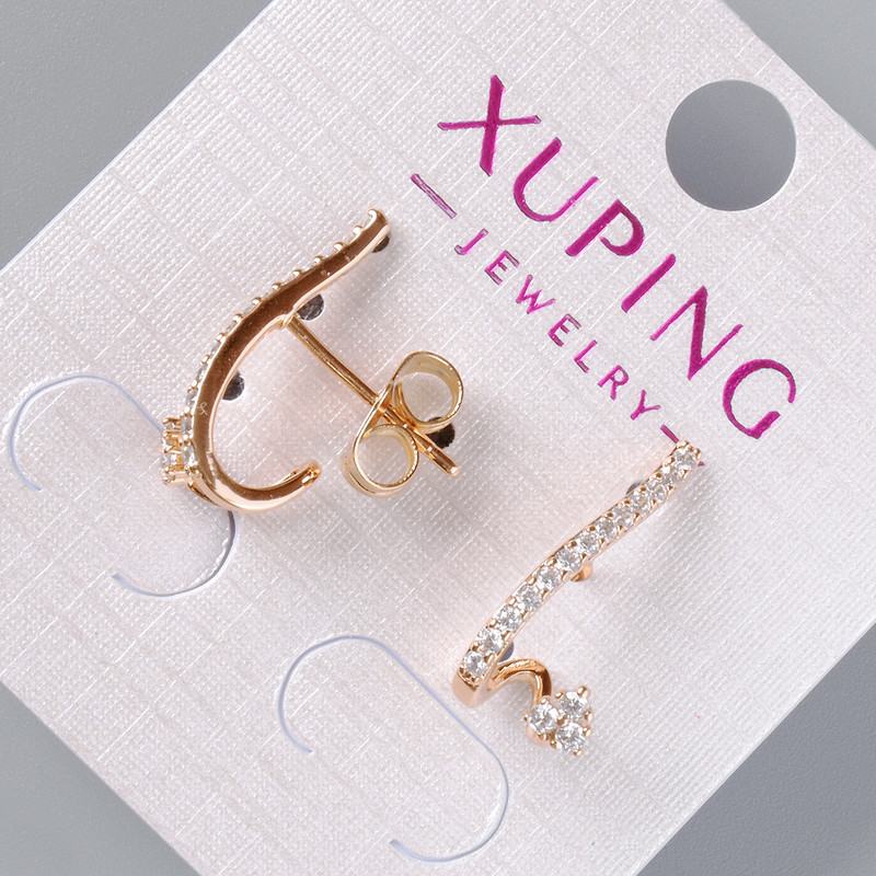 Cercei cu știft Xuping cu strasuri albe, diametrul 18 mm, 5×9 mm ± placare cu aur 18K