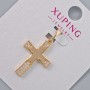 Pandantiv «Cruciu» Xuping cu strasuri albe, diametrul 22×15 mm, lungime 28 mm, placare cu aur 18K