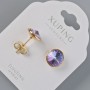 Cercei stud Xuping cu cristale Swarovski, culoare violet și albastru schimbător (efect chameleon), diametrul 10 mm, placare aur 18K