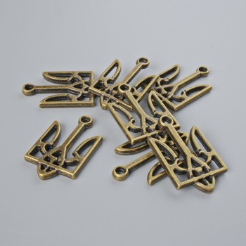 Furnitură pandantiv – Stema Ucrainei, diametru 15×25 mm ±, ambalaj 7 buc., culoare bronz a metalului