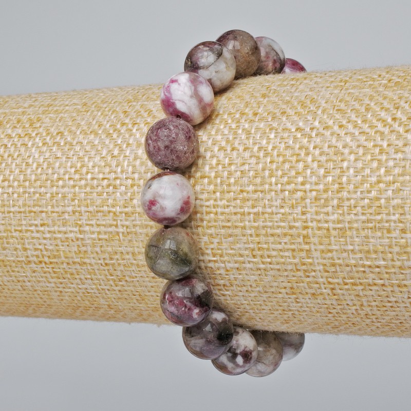 Brățară din turmalin natural, mărgele netede, diametru 10 mm ±, lungime 18 cm ± (extensibil)