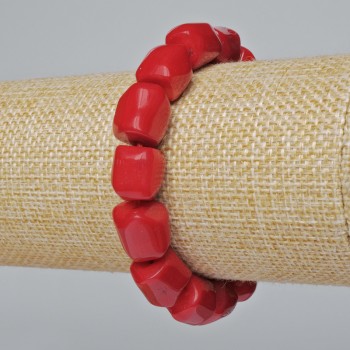 Brățară din coral natural șlefuită (asortiment, mărime medie), diametrul 11×10 mm ±, lungime 18 cm ± (elastic)